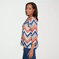 Alfred Dunner Sunset Canyon Womens Crew Neck 3/4 Sleeve T-Shirt