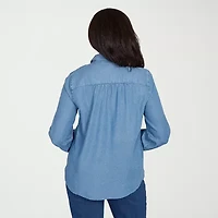Alfred Dunner Sunset Canyon Womens Long Sleeve Embroidered Button-Down Shirt