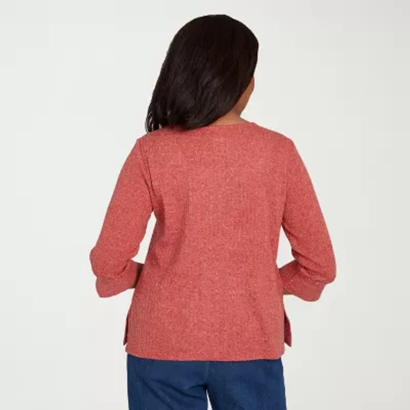 Alfred Dunner Sunset Canyon Womens Crew Neck 3/4 Sleeve T-Shirt