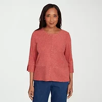 Alfred Dunner Sunset Canyon Womens Crew Neck 3/4 Sleeve T-Shirt