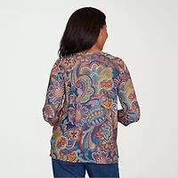Alfred Dunner Sunset Canyon Womens Crew Neck 3/4 Sleeve T-Shirt