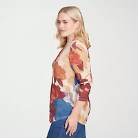 Alfred Dunner Sunset Canyon Womens Crew Neck 3/4 Sleeve T-Shirt
