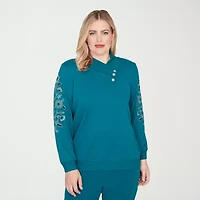 Alfred Dunner Lake Champlain Womens V Neck Long Sleeve T-Shirt