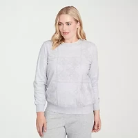 Alfred Dunner Casual Vibe Womens Crew Neck Long Sleeve Sweatshirt