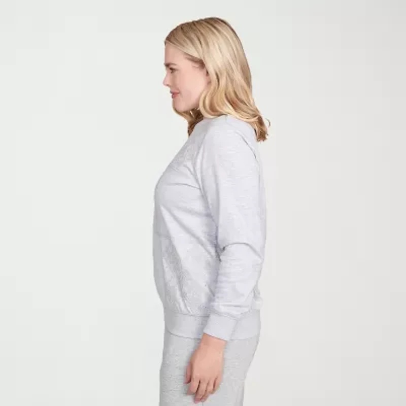 Alfred Dunner Casual Vibe Womens Crew Neck Long Sleeve Sweatshirt