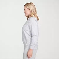 Alfred Dunner Casual Vibe Womens Crew Neck Long Sleeve Sweatshirt