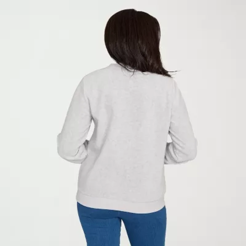 Alfred Dunner Classics Womens Crew Neck Long Sleeve Sweatshirt