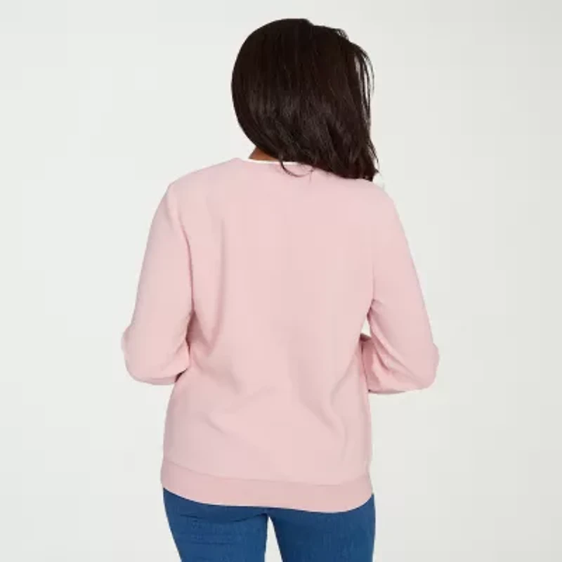 Alfred Dunner Classics Womens Crew Neck Long Sleeve Sweatshirt