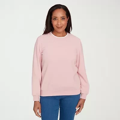 Alfred Dunner Classics Womens Crew Neck Long Sleeve Sweatshirt