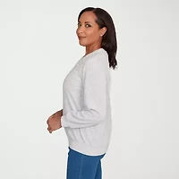 Alfred Dunner Classics Womens Crew Neck Long Sleeve Sweatshirt