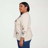 Alfred Dunner Sunset Canyon Womens Crew Neck 3/4 Sleeve Plus T-Shirt