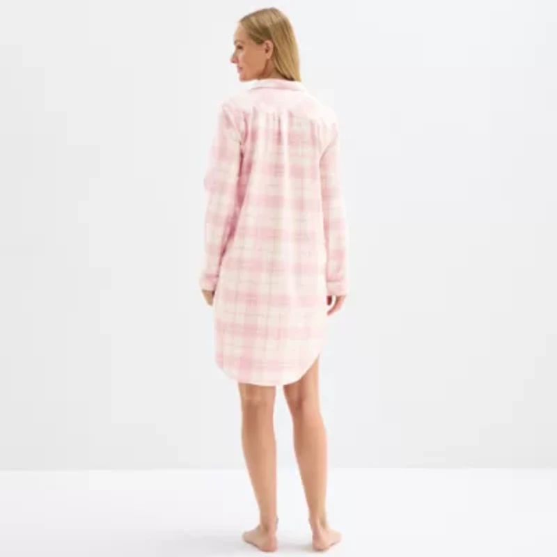 Liz Claiborne Womens Flannel Long Sleeve Nightshirt