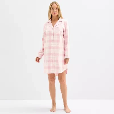 Liz Claiborne Womens Flannel Long Sleeve Nightshirt