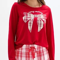 Sleep Chic Womens Crew Neck Long Sleeve 2-pc. Pajama Sets