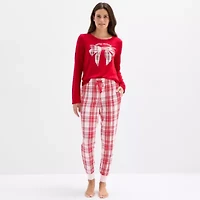 Sleep Chic Womens Crew Neck Long Sleeve 2-pc. Pajama Sets