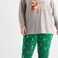 Sleep Chic Womens Crew Neck Long Sleeve 2-pc. Pajama Sets