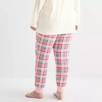Sleep Chic Womens Crew Neck Long Sleeve 2-pc. Pajama Sets