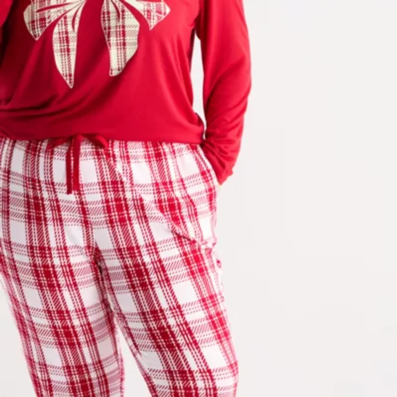 Sleep Chic Womens Crew Neck Long Sleeve 2-pc. Pajama Sets