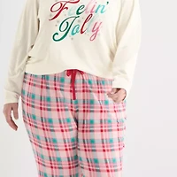 Sleep Chic Womens Crew Neck Long Sleeve 2-pc. Pajama Sets