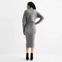 by&by Womens Juniors Long Sleeve Midi Sweater Dress