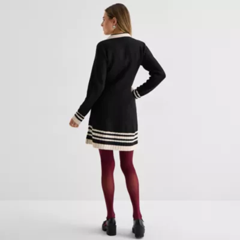 by&by Womens Long Sleeve Striped Sweater Dress Juniors