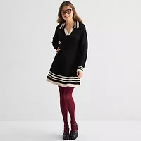 by&by Womens Long Sleeve Striped Sweater Dress Juniors