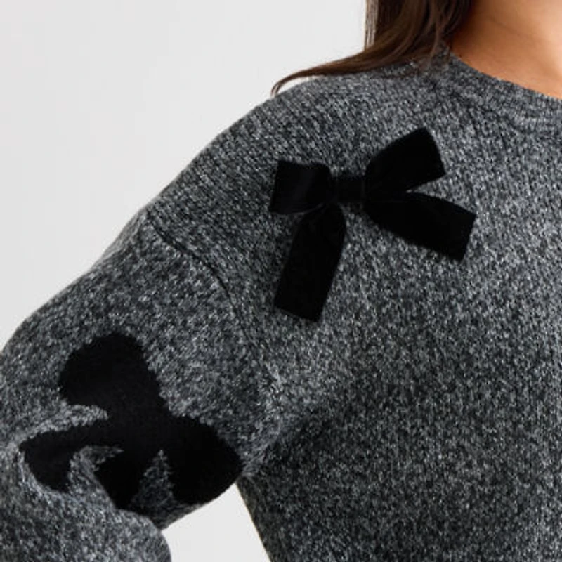 by&by Womens Juniors Long Sleeve Bows Sweater Dress