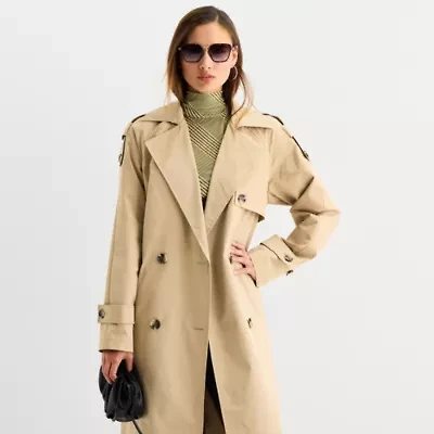 Worthington Womens Lightweight Trench Coat