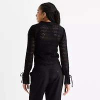 by&by Juniors Womens Long Sleeve Polo Shirt