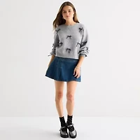 Freshman Juniors Womens Crew Neck Long Sleeve Bows Pullover Sweater