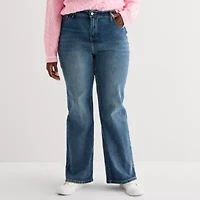 Forever 21 Juniors Womens Mid Rise Bootcut Butterfly Embellished Pocket Jean