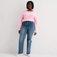 Forever 21 Juniors Womens Mid Rise Bootcut Butterfly Embellished Pocket Jean