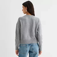 Arizona Juniors Womens Crew Neck Long Sleeve Animal Pullover Sweater