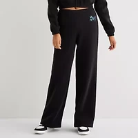 Juicy By Couture Womens Wide Leg Mid Rise Juniors Fleece Sweatpant