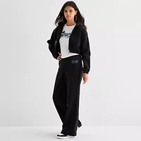 Juicy By Couture Womens Wide Leg Mid Rise Juniors Fleece Sweatpant