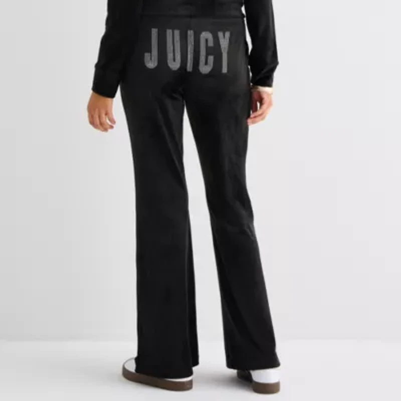Juicy By Couture Womens Juniors Flare Mid Rise Track Pant