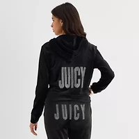 Juicy By Couture Womens Juniors Hooded Lightweight Track Jacket