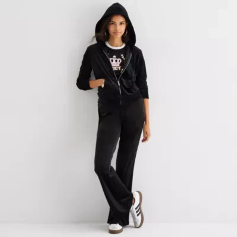 Juicy By Couture Womens Juniors Hooded Lightweight Track Jacket