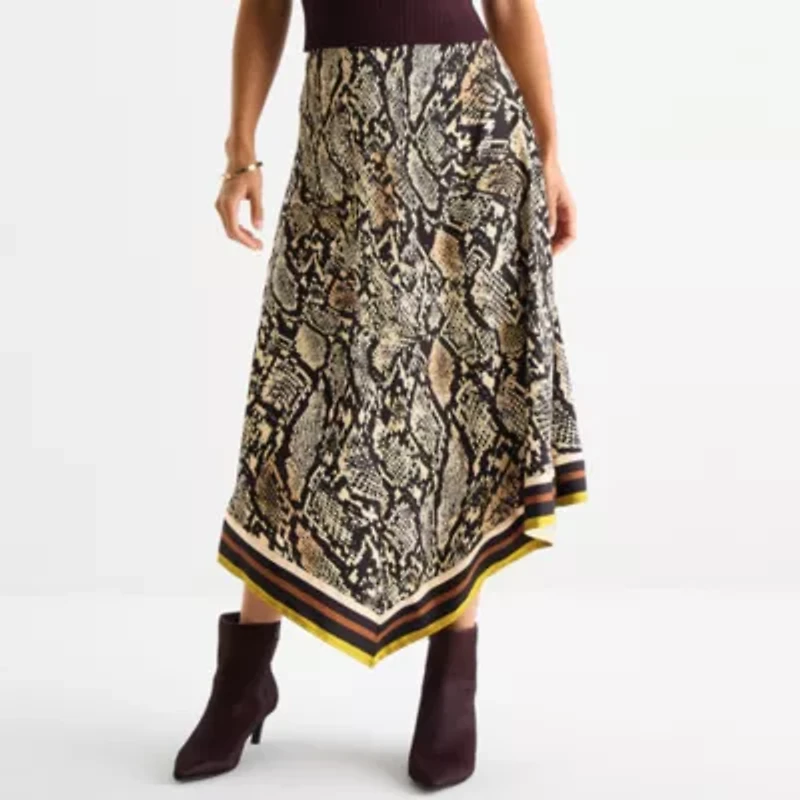 Worthington Womens Long Asymmetrical Skirt