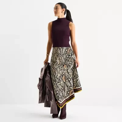 Worthington Womens Long Asymmetrical Skirt