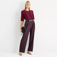 Worthington Womens V Neck Elbow Sleeve Pullover Sweater