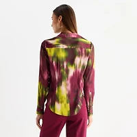 Worthington Womens Cuffed Long Sleeve Button-Down Shirt