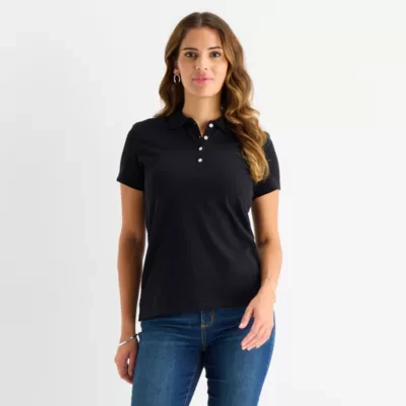 St. John's Bay Womens Short Sleeve Polo Shirt