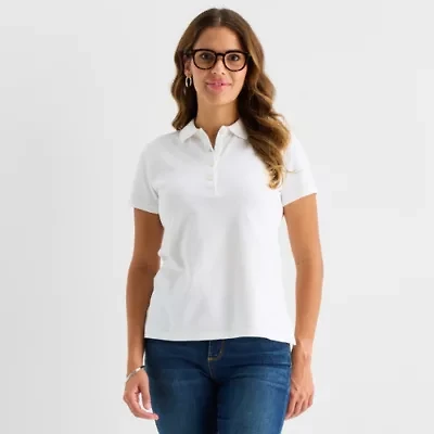 St. John's Bay Womens Short Sleeve Polo Shirt