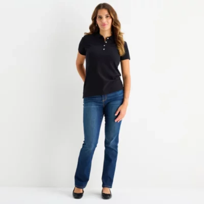 St. John's Bay Womens Short Sleeve Polo Shirt