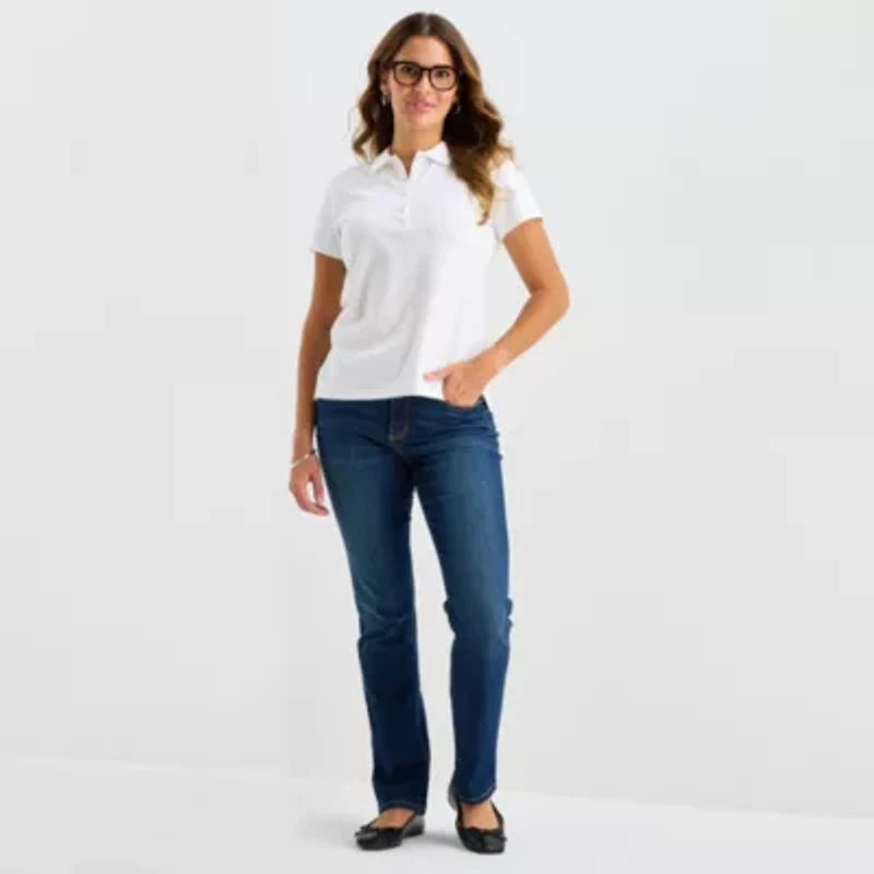 St. John's Bay Womens Short Sleeve Polo Shirt