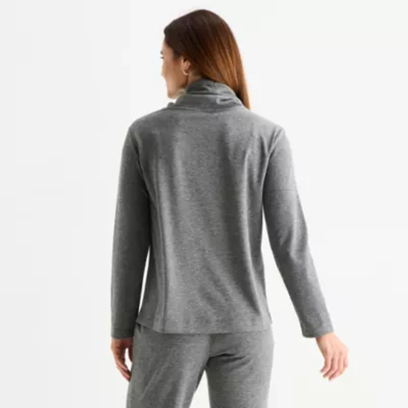 Liz Claiborne Womens Cowl Neck Long Sleeve Tunic Top