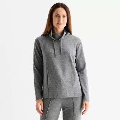 Liz Claiborne Womens Cowl Neck Long Sleeve Tunic Top