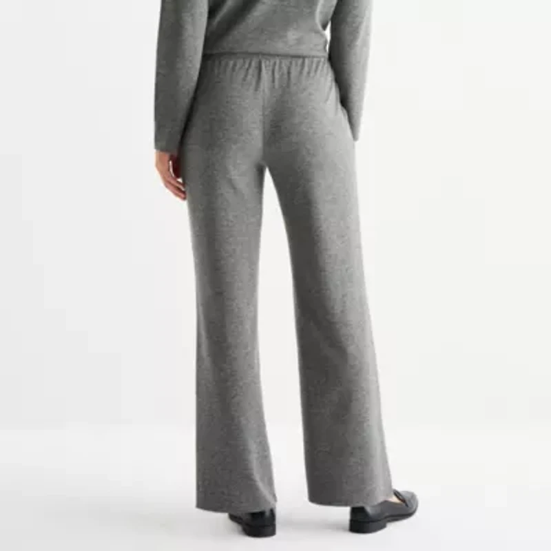 Liz Claiborne Womens Wide Leg Mid Rise Jogger Pant