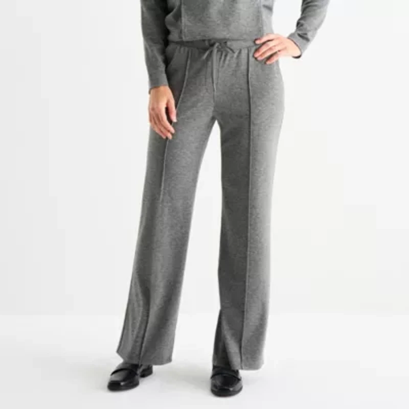 Liz Claiborne Womens Wide Leg Mid Rise Jogger Pant
